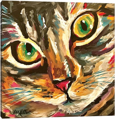 Colorful Cat Friady Canvas Art Print - Tabby Cat Art
