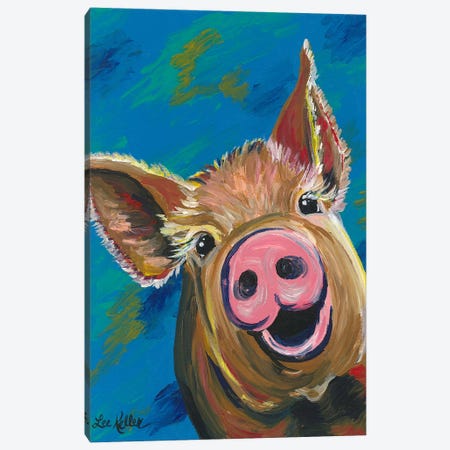 Colorful Pig Painting Canvas Print #HHS385} by Hippie Hound Studios Canvas Artwork