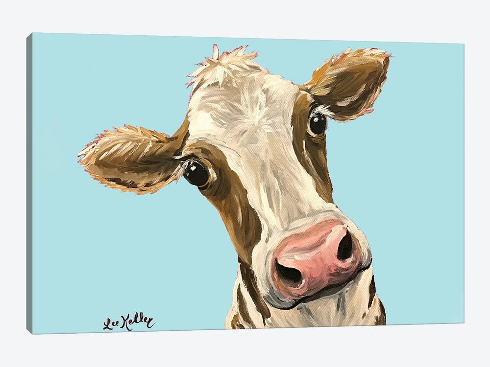 Cow Miss Moo Moo Turquoise by Hippie Hound Studios 1-piece Canvas Art Print