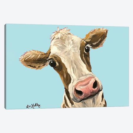 Cow Miss Moo Moo Turquoise Canvas Print #HHS391} by Hippie Hound Studios Canvas Art