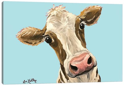 Cow Miss Moo Moo Turquoise Canvas Art Print - Hippie Hound Studios