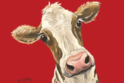 Cow Red New Background by Hippie Hound Studios framed wall art