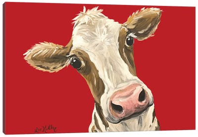 Cow Red New Background Canvas Art Print - Hippie Hound Studios
