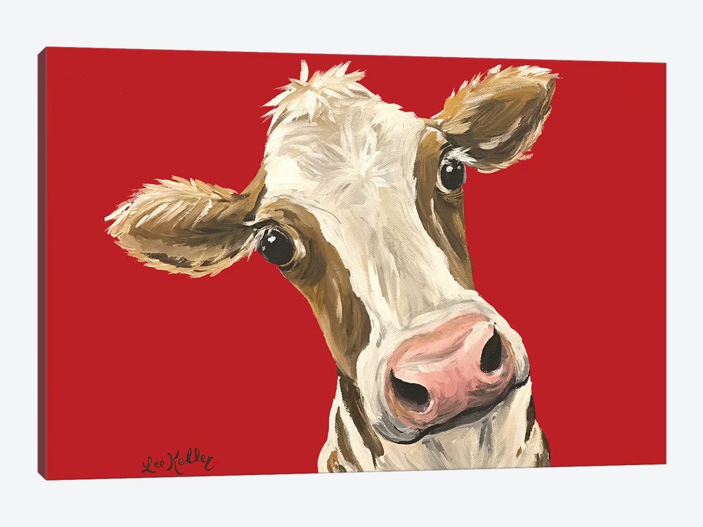 Cow Red New Background by Hippie Hound Studios 1-piece Canvas Art Print
