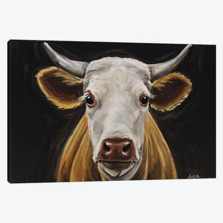 Cow 'Tank' Black Background II Canvas Print #HHS394} by Hippie Hound Studios Art Print