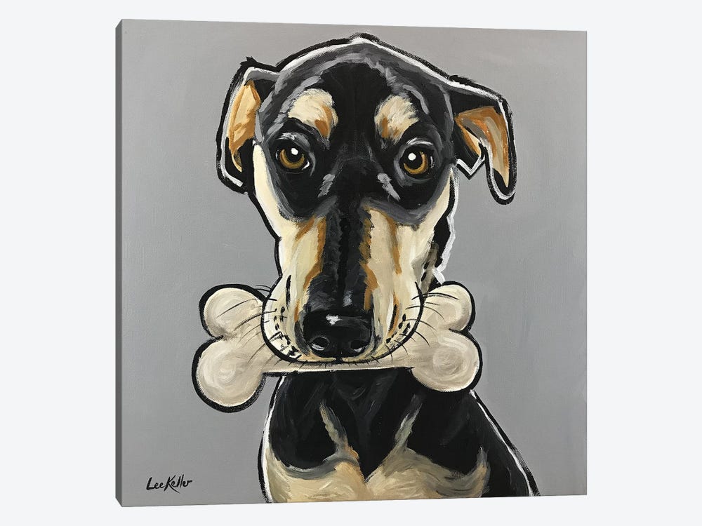 Dog With Bone by Hippie Hound Studios 1-piece Canvas Print