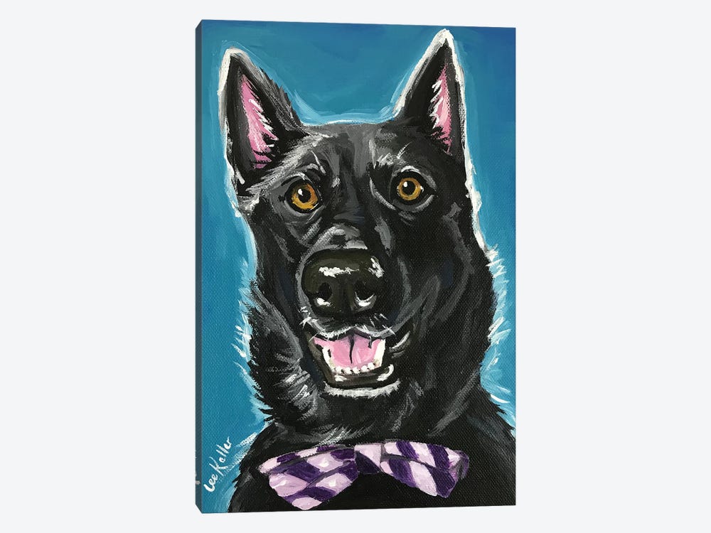 Black German Shepherd With Bow Tie by Hippie Hound Studios 1-piece Canvas Art Print