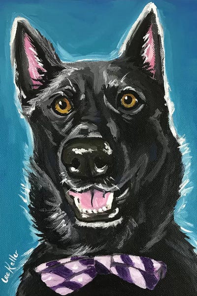 Hippie Hound Studios: Black German Shepherd With Bow Tie by Hippie Hound Studios