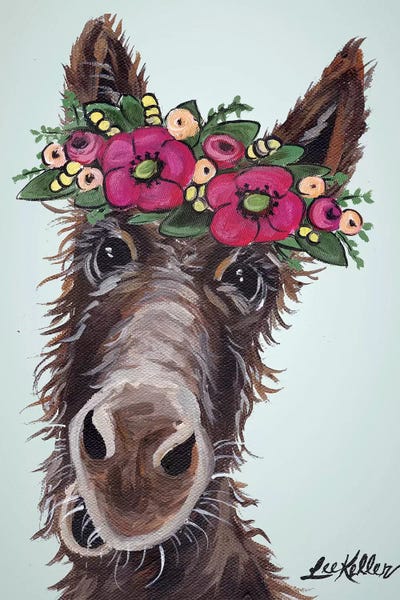 Hippie Hound Studios: Donkey Pink Flowers by Hippie Hound Studios