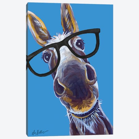 Donkey Snickers Glasses Canvas Print #HHS402} by Hippie Hound Studios Canvas Artwork