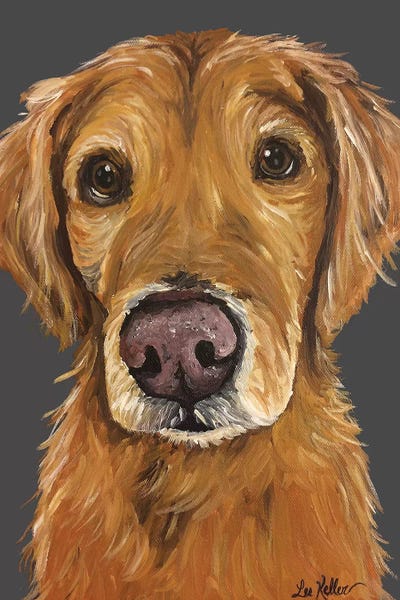 Golden Retriever On Gray by Hippie Hound Studios framed wall art
