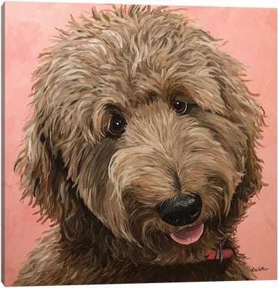 Goldendoodle Ruby On Pink Canvas Art Print - Goldendoodle Art