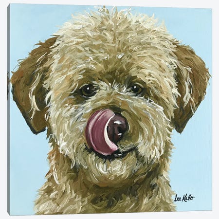 Goldendoodle Tongue Out Canvas Print #HHS421} by Hippie Hound Studios Canvas Wall Art