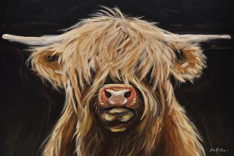 Highland Cow On Black by Hippie Hound Studios wall art