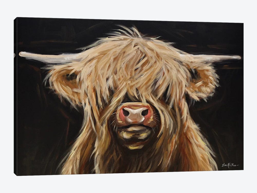 Highland Cow On Black by Hippie Hound Studios 1-piece Art Print