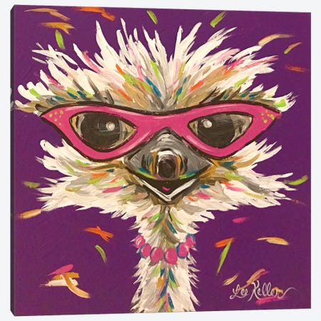 Ostrich Gladys Canvas Print #HHS438} by Hippie Hound Studios Canvas Art Print