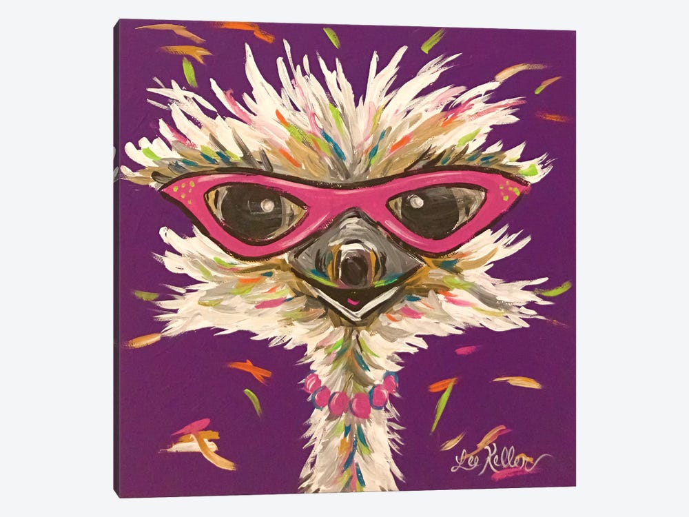 Ostrich Gladys by Hippie Hound Studios 1-piece Canvas Print