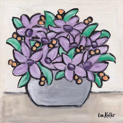 Pastel Lavendar Flowers In Pot by Hippie Hound Studios framed wall art
