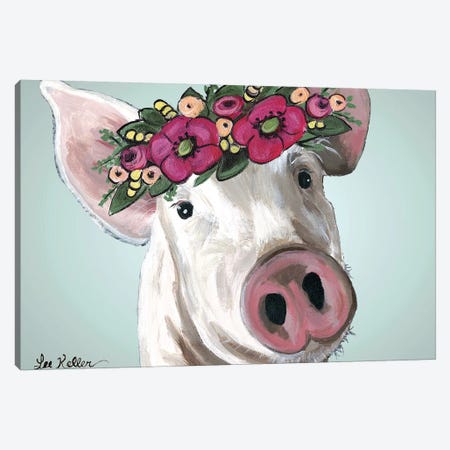 Pig Petunia Bold Flower Crown Canvas Print #HHS446} by Hippie Hound Studios Canvas Art Print