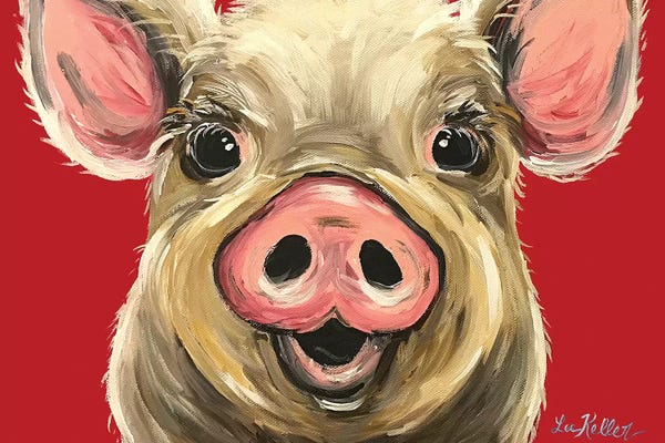 Hippie Hound Studios: Pig Rosie On Red by Hippie Hound Studios