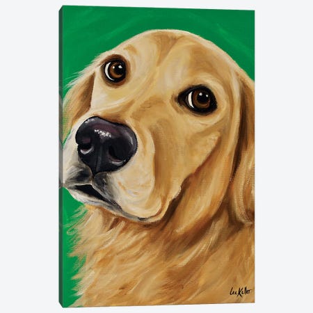 Ryder Golden Retriever On Green Canvas Print #HHS469} by Hippie Hound Studios Canvas Art