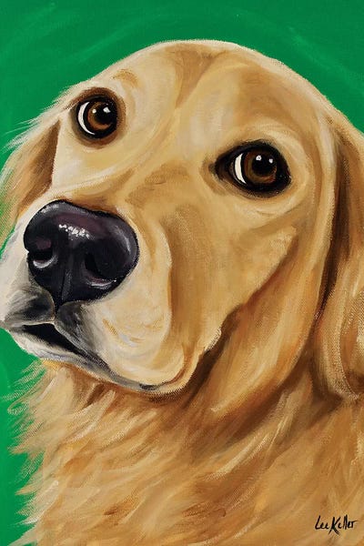 Hippie Hound Studios: Ryder Golden Retriever On Green by Hippie Hound Studios