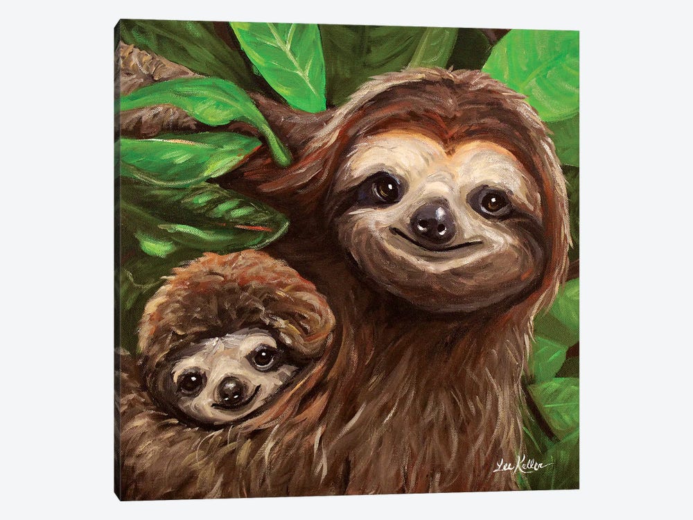 Sloth All Smiles by Hippie Hound Studios 1-piece Art Print