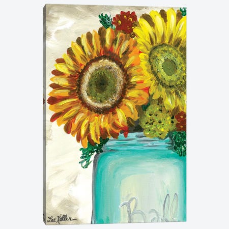 Sunflower 'Flowers From The Farm' Canvas Print #HHS482} by Hippie Hound Studios Canvas Art