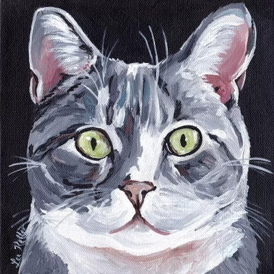 Tabby Cat On Black by Hippie Hound Studios art print