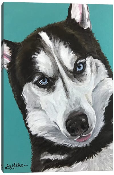 Husky On Seafoam Canvas Art Print - Siberian Husky Art