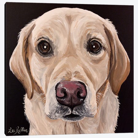Yellow Lab On Black Canvas Print #HHS490} by Hippie Hound Studios Canvas Print