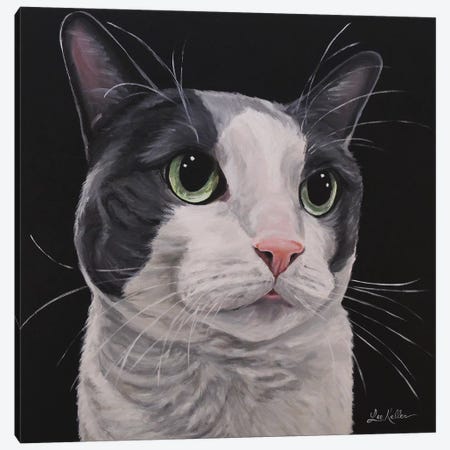 Asher, Grey Tuxedo Cat Canvas Print #HHS515} by Hippie Hound Studios Art Print