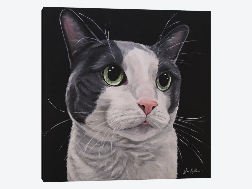 Asher, Grey Tuxedo Cat by Hippie Hound Studios 1-piece Canvas Art Print