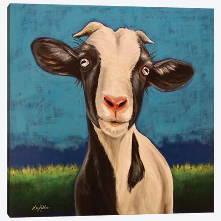 Luna The Goat Canvas Print #HHS518} by Hippie Hound Studios Canvas Wall Art