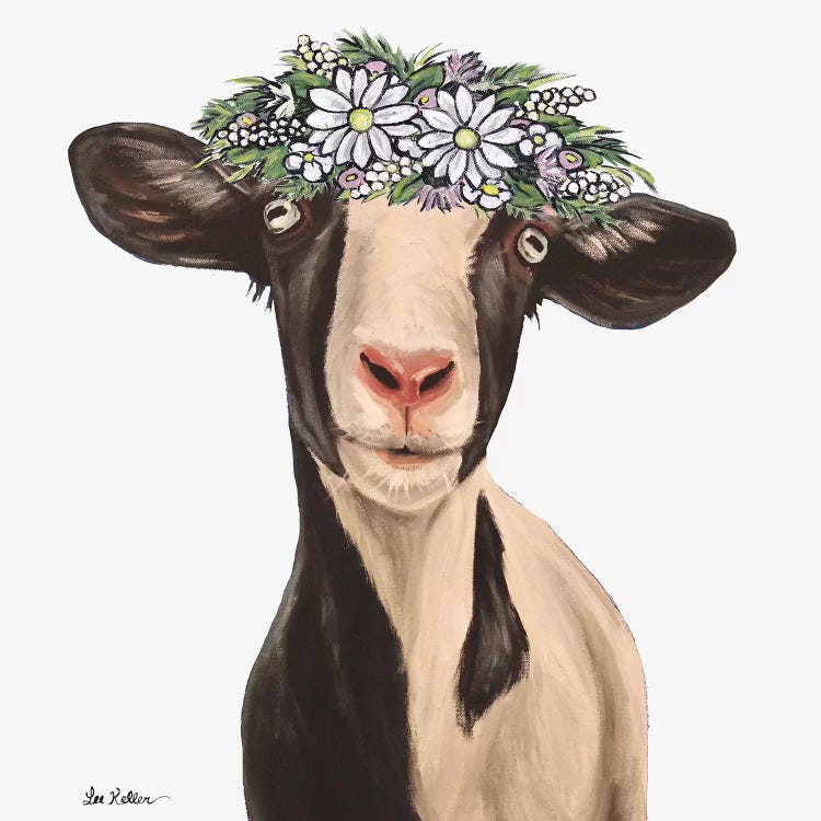 Luna The Goat With Daisy Flower Crown