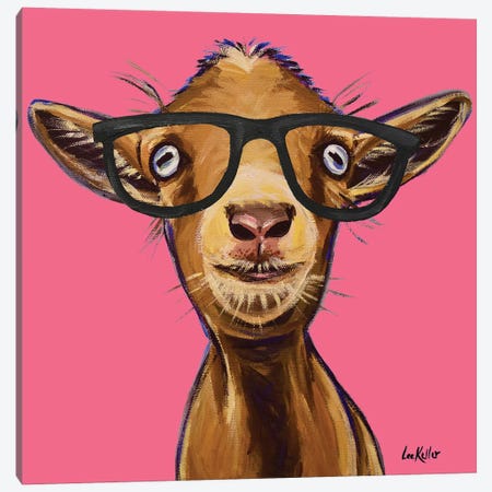 Poundcake The Goat With Glasses Canvas Print #HHS521} by Hippie Hound Studios Canvas Print