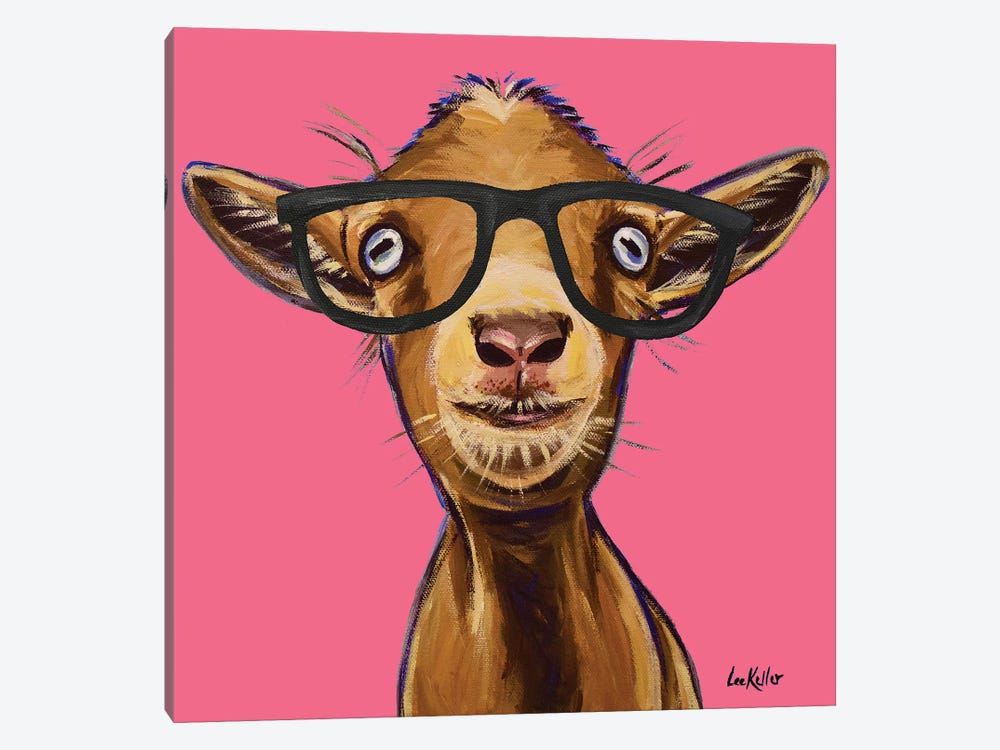 Poundcake The Goat With Glasses by Hippie Hound Studios 1-piece Canvas Art