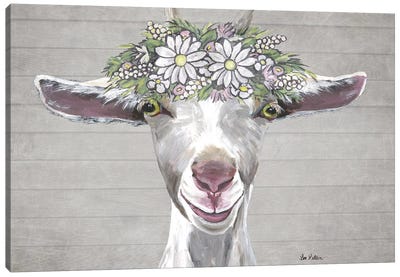 Patsy The Goat With Daisy Flower Crown Canvas Art Print - Modern Farmhouse Bedroom Art