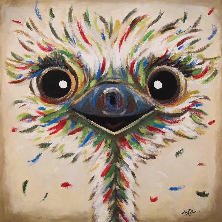 Phyllis The Ostrich On Tan by Hippie Hound Studios wall art