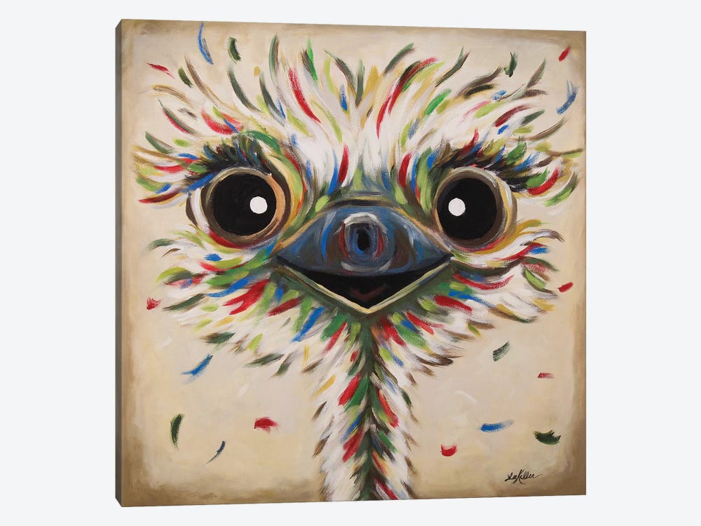 Phyllis The Ostrich On Tan by Hippie Hound Studios 1-piece Canvas Artwork