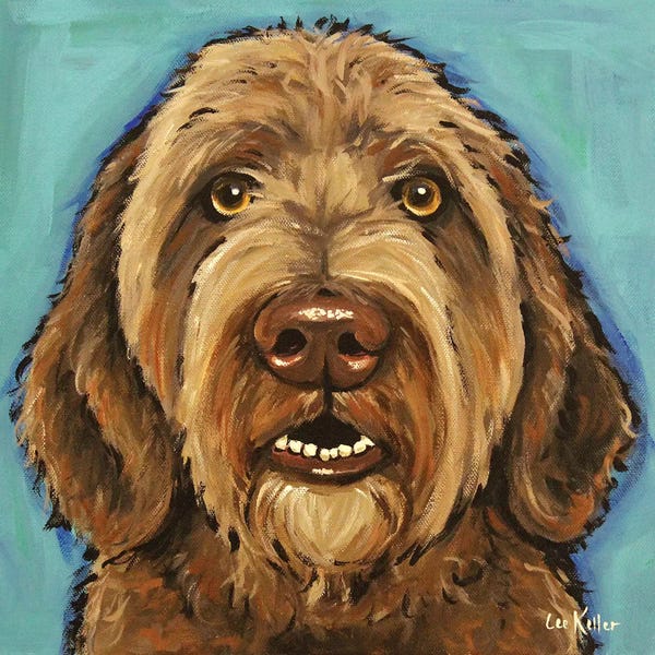 Hippie Hound Studios: Chocolate Golden Doodle by Hippie Hound Studios