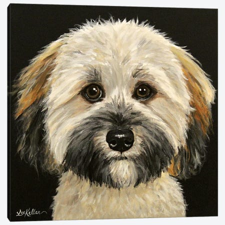 Wheaten Terrier On Black Canvas Print #HHS554} by Hippie Hound Studios Canvas Print