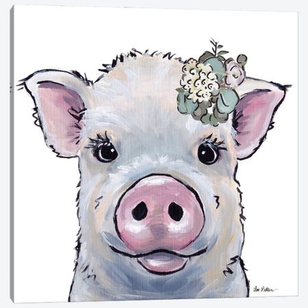 Farmhouse Pig, Delbert Canvas Print #HHS555} by Hippie Hound Studios Canvas Art Print