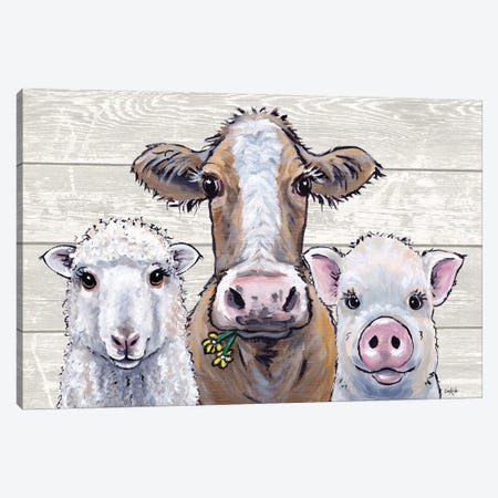 Farmhouse Animals Trio Canvas Print #HHS559} by Hippie Hound Studios Canvas Art