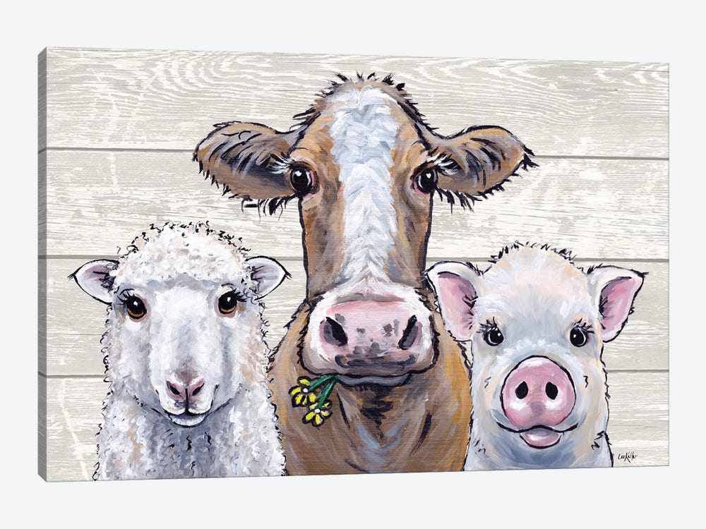 Farmhouse Animals Trio by Hippie Hound Studios 1-piece Canvas Print