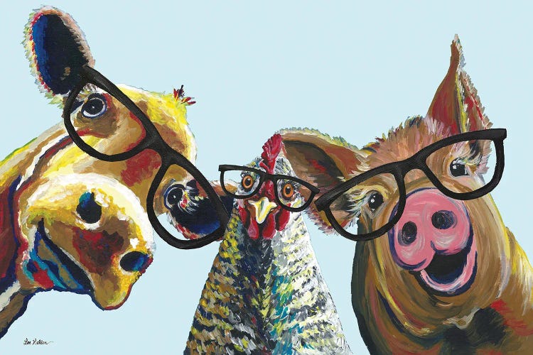 Triple The Fun, Farmhouse Animals Trio by Hippie Hound Studios wall art
