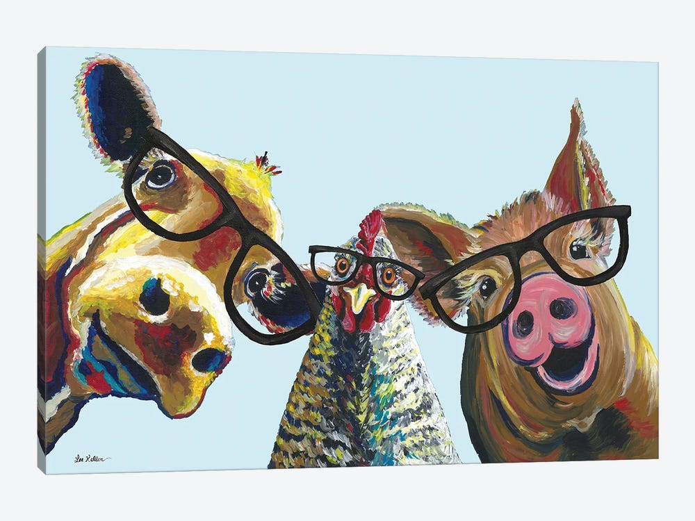 Triple The Fun, Farmhouse Animals Trio by Hippie Hound Studios 1-piece Art Print