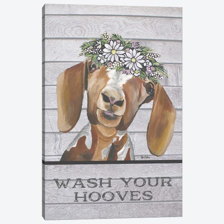 Goat Bathroom Art, Wash Your Hooves Canvas Print #HHS562} by Hippie Hound Studios Canvas Art Print