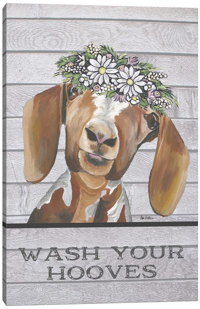 Goat Bathroom Art, Wash Your Hooves Canvas Art Print - Goat Art