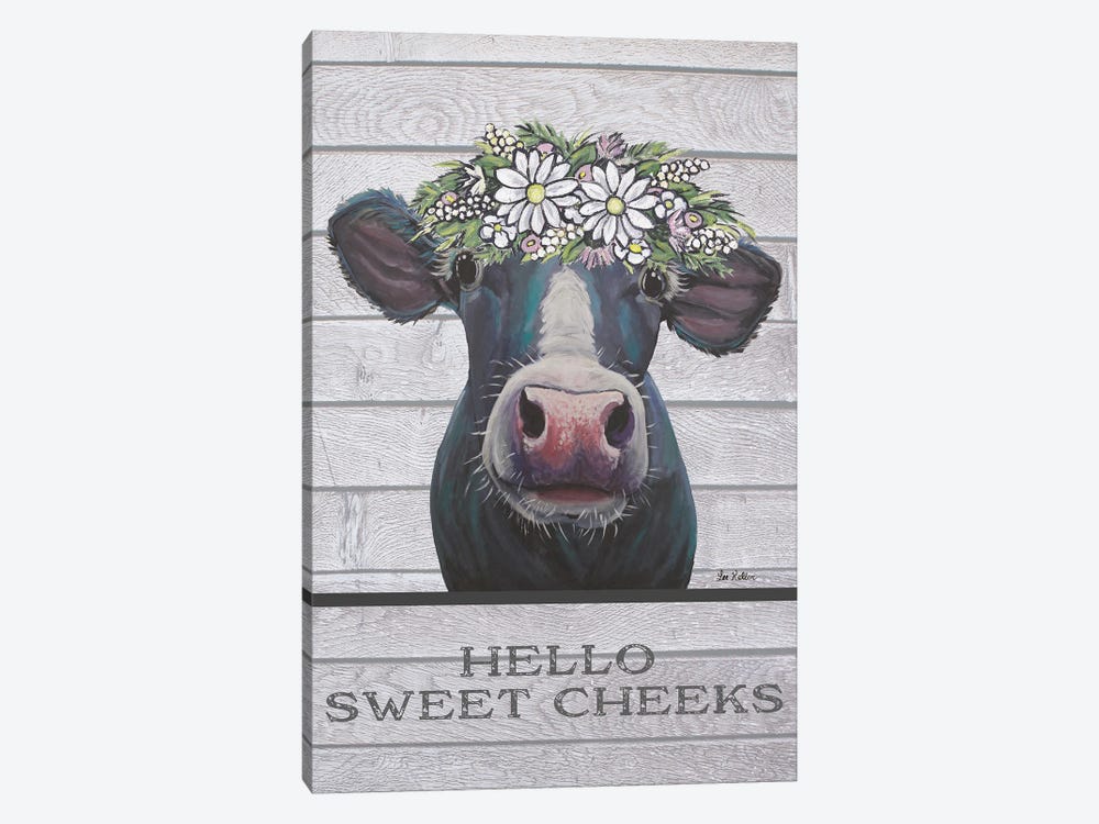 Cow Bathroom Art, Hello Sweet Cheeks by Hippie Hound Studios 1-piece Canvas Art